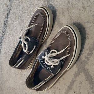 Sperry Top-Sider Men’s Blue and Dark Khaki Canvas Boat Shoes Lace Up Size 10.5M